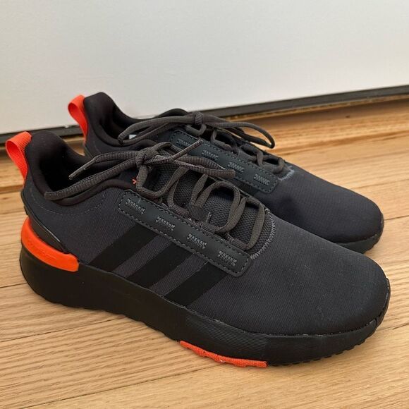 ADIDAS RACER TR21 running shoes athletic sneakers black orange size 6 - Picture 1 of 9